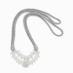 Decopro Beautiful Pair Of Light Minty Grey, Pearl Bead Rope Holdback With 39 1/2 Inch Spread - Embrace, Set Two Decorative Tiebacks