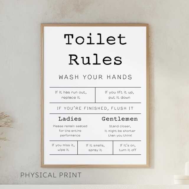 Toilet Rules Print, Funny Bathroom Prints, Wall Art, Fun Decor, Washroom Signs, Ladies & Gentlemen Sign - image 1