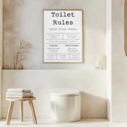 Toilet Rules Print, Funny Bathroom Prints, Wall Art, Fun Decor, Washroom Signs, Ladies & Gentlemen Sign - thumbnail 3
