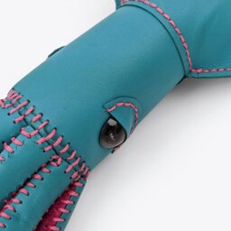 Teal & Magenta Squid, Kangaroo Leather, Home Decoration, Wall Decor, Stuffed Animal, Leather Craft, Handmade - thumbnail 2
