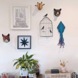 Teal & Magenta Squid, Kangaroo Leather, Home Decoration, Wall Decor, Stuffed Animal, Leather Craft, Handmade - thumbnail 4