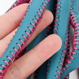 Teal & Magenta Squid, Kangaroo Leather, Home Decoration, Wall Decor, Stuffed Animal, Leather Craft, Handmade - thumbnail 3