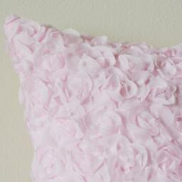 Light Pink Rosette Pillow Cover , 3-D Roses Cushion Powder Rose Decorative Scatter - thumbnail 3