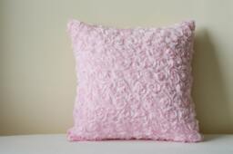 Light Pink Rosette Pillow Cover , 3-D Roses Cushion Powder Rose Decorative Scatter - thumbnail 1