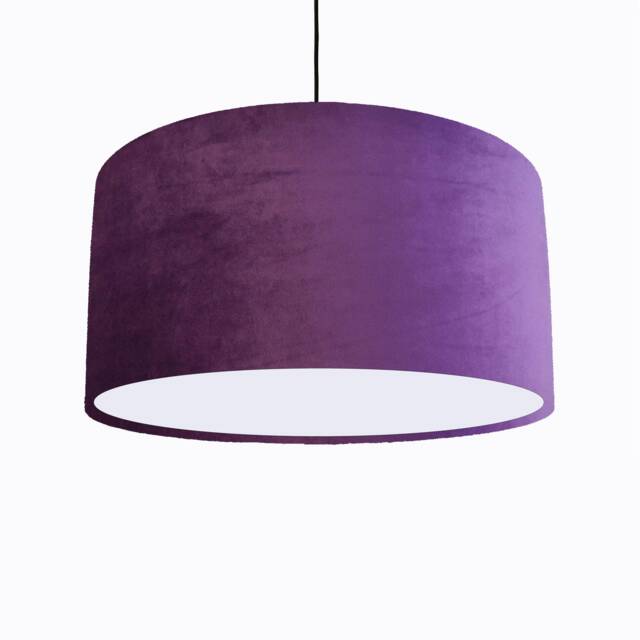 Purple Velvet Lampshade With White Lining - image 1