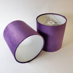 Purple Velvet Lampshade With White Lining - thumbnail 2