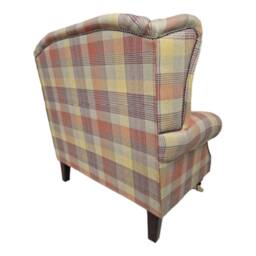 Queen Anne Wingback Fireside Chair Extra Wide Tartan Armchair - thumbnail 2