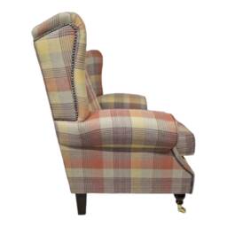 Queen Anne Wingback Fireside Chair Extra Wide Tartan Armchair - thumbnail 3