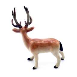 Miniature Ceramic Deer Buck Forest Animal Little Brown Beige Figurine Small Statue Tiny Decoration Hand Painted Collectible Figure Deco - thumbnail 2