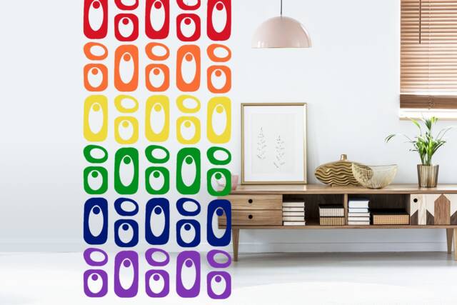 Pride Room Divider - Mid Century Inspired Rainbow Dividers Beatnik Party By Atomic Screens Curtains Lgbtq Gay Pride Art - image 1