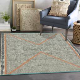 Hand Woven Cotton Dhurrie Rug, Geometric Accent, Area Rug - thumbnail 2