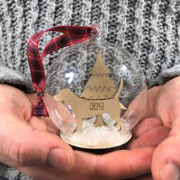 Personalised Pet Christmas Glass Bauble Laser Cut Dog/Cat Decoration - thumbnail 1