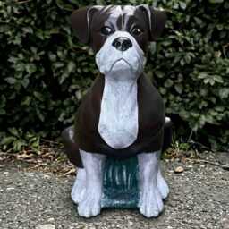 Concrete Boxer Dog Sculpture Outdoor Figurine Cement Animal Statue Dog Lover Gift Handmade Decoration Memorial Decor - thumbnail 1