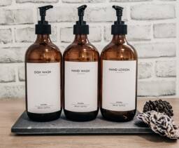 Amber Glass Soap Dispenser 500Ml //Minimalist Kitchen Bottles with Lotion Pump // Refillable//Kitchen Decor Housewarming Gifts
