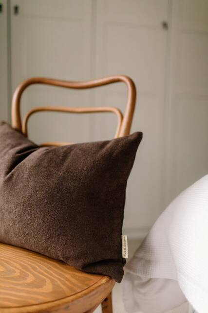 Layton Coffee Faux Ultra Suede Pillow Cover - image 1