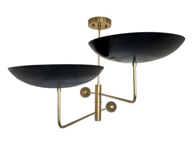 Mid-Century Modern Brass Pendant Chandelier - Stilnovo Style Dining Light - image 1