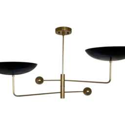 Mid-Century Modern Brass Pendant Chandelier - Stilnovo Style Dining Light - thumbnail 2