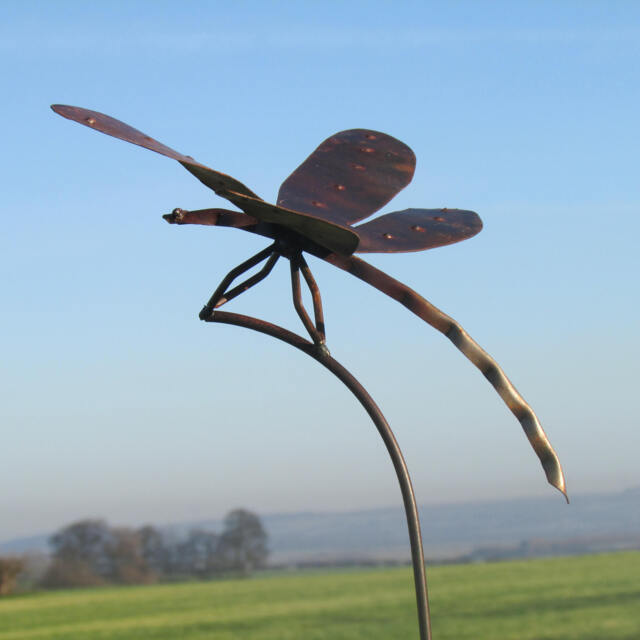 Large, Tall Dragonfly Garden Stake Ornament Metal Handcrafted Sculpture Statue Art. Rustic Insect. Garden. Handmade in The UK - image 1