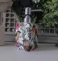 Lovely Thistle & Wildflower Floral Decoupaged Ceramic Soap Dispenser. Matching Items Available