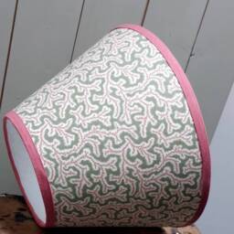 Sanderson Dulcie Green With Pink Trim Handmade Lampshade Tapered - thumbnail 3