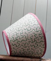 Sanderson Dulcie Green With Pink Trim Handmade Lampshade Tapered - thumbnail 1