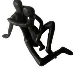 Abstract Cast Iron Sculpture Man & Child Figurative Metal Art Fatherhood Bond Father's Day New/Grand Parents Love Care Heartfelt Sentiment - thumbnail 3