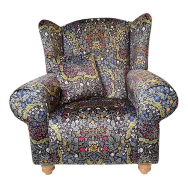 William Morris Blackthorn Velvet Wingback Chair Queen Anne Style - image 1