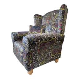William Morris Blackthorn Velvet Wingback Chair Queen Anne Style - thumbnail 3