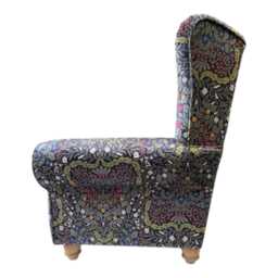 William Morris Blackthorn Velvet Wingback Chair Queen Anne Style - thumbnail 4