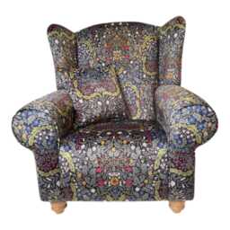 William Morris Blackthorn Velvet Wingback Chair Queen Anne Style