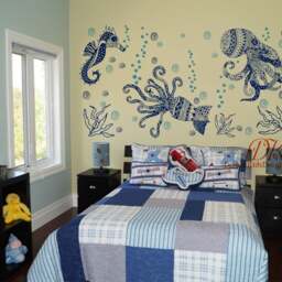 Ocean Wall Decal, Sea Animals, Octopus, Jellyfish Sticker Baby Room Decal Sticker, Boho Bohemian Interior Design, Under The Sea-Dk289 - thumbnail 3