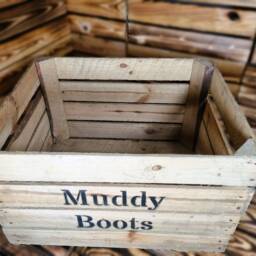 Boots & Shoe Storage - Vintage Apple Crate Wooden Handmade Muddy Boots - thumbnail 3