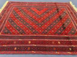 5x6 Afghan Mashwani Deep Red Geometric Wool Area Rug, Tribal Mixture Weaved Antique Boho Living Room Hand Knotted Accent Decor