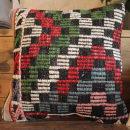 40cm - 16 Inch Square Vintage Kilim Cushion Cover Handwoven - Hand Spun Natural Fibres - thumbnail 2