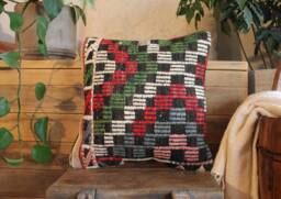 40cm - 16 Inch Square Vintage Kilim Cushion Cover Handwoven - Hand Spun Natural Fibres