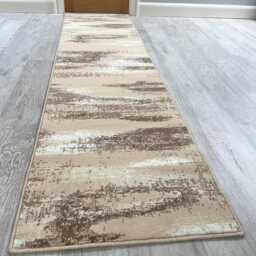 Modern Beige Brown Wave Rugs Mats Large Small Hallway Runners Area Carpet - thumbnail 3