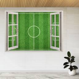 Soccer Field, Football Field 3D Window View Wall Sticker Poster Decal A803