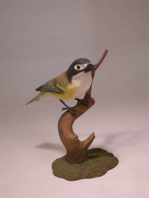 Black-Capped Vireo Wooden Carved Bird - image 1