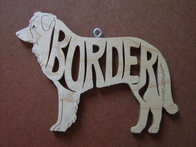 Border Collie Ornament Herding Dog Wooden Decoration Wood Cut Out
