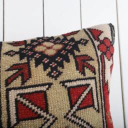 Vintage Kilim Pillow Cover 20x20 Turkish Cushion, Wool Accent - thumbnail 3