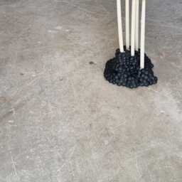 Black Ceramic Candlestick - Hand Built Ceramic Candle Holder Sculptural - thumbnail 4