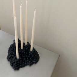 Black Ceramic Candlestick - Hand Built Ceramic Candle Holder Sculptural - thumbnail 2