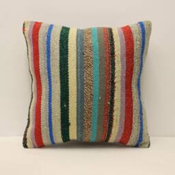 Bolster Pillow Sofa Pillow, 16x16 in 40x40 cm Bohemian Vintage Kilim Cushion Bedding 4Kf-814 - thumbnail 1