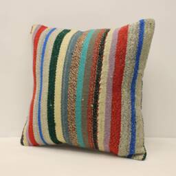Bolster Pillow Sofa Pillow, 16x16 in 40x40 cm Bohemian Vintage Kilim Cushion Bedding 4Kf-814 - thumbnail 3