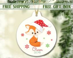 2019 Christmas Ornament For Girl - Personalized Children's Baby Fox - thumbnail 1