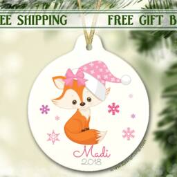 2019 Christmas Ornament For Girl - Personalized Children's Baby Fox - thumbnail 3
