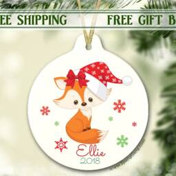 2019 Christmas Ornament For Girl - Personalized Children's Baby Fox - thumbnail 2