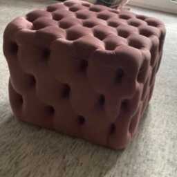 Handmade Chesterfield Plush Velvet Footstool - Tufted Cube Ottoman - 52x52x37cm - thumbnail 2