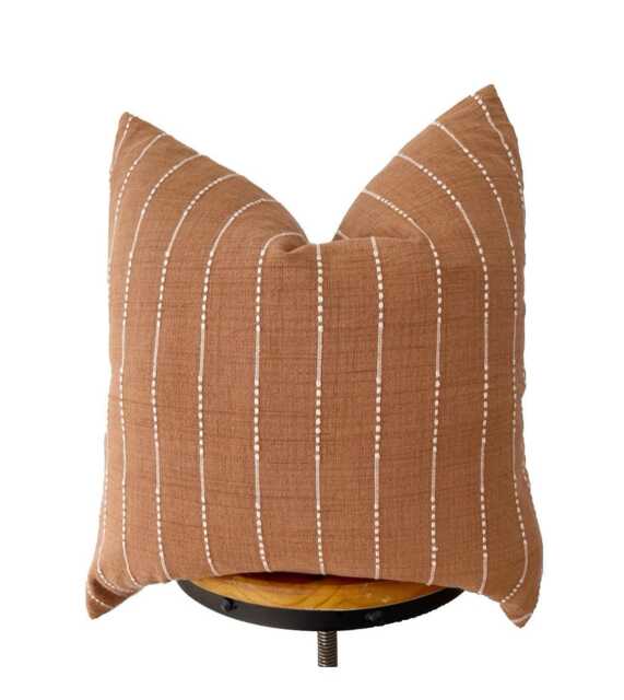 Chiangmai Native Cotton Pillow Cover Rusty /Terracotta Color Striped Boho Cover - image 1