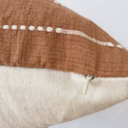 Chiangmai Native Cotton Pillow Cover Rusty /Terracotta Color Striped Boho Cover - thumbnail 3